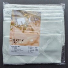 Tablecloth SET By RSVP Includes 8 Napkins New W/Tags Damask Ivory Diamond 60x84