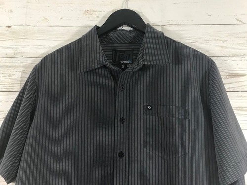 Rip Curl Mens Short Sleeve Button Front Striped Shirt Gray Size Small - Picture 2 of 6