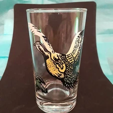 QUAIL - GAME BIRD GLASS - 12-OUNCE TUMBLER - MID CENTURY - 5-1/4" TALL