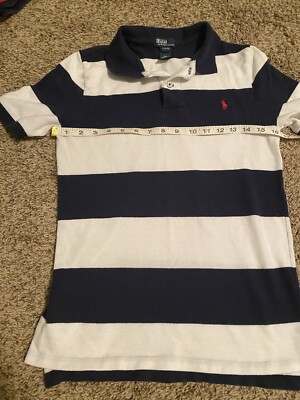 S　Polo by Ralph Lauren 1st Type Polo Ralph Lauren Boys Blue/White S/S Polo Sz L 14-16 | eBay