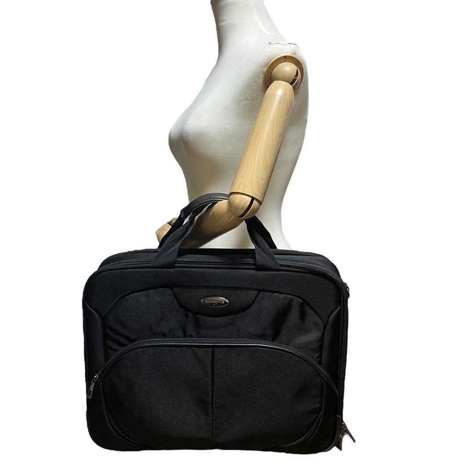 Bolsa de negócios Samsonite maleta 2 vias A4 náilon x couro preta USADA DO JAPÃO - Imagem 3 de 4