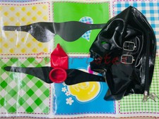 Latex mask with eyeshade Micropore nose tube mouth condom lock zip