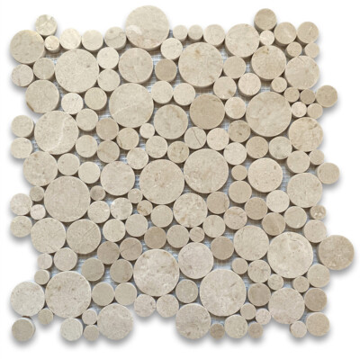 M92XP Crema Marfil Marble Bubble Round Mosaic Tile Polished