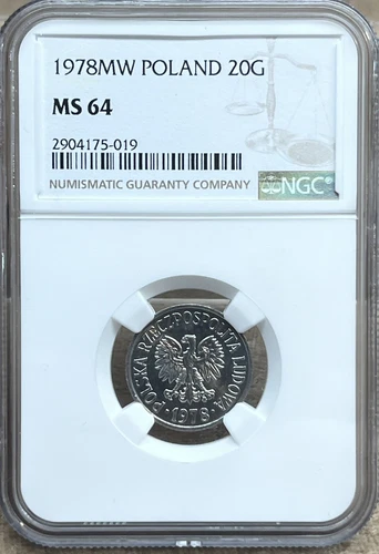 Poland 1978MW 20 Groszy NGC MS 64  Aluminum