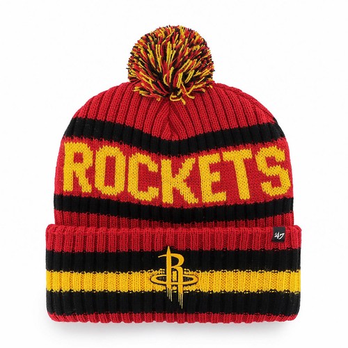 Houston Rockets rot & gelb HWC '47 Marke Bering Bündchen Strick Beanie Mütze mit Bommel - Bild 1 von 2