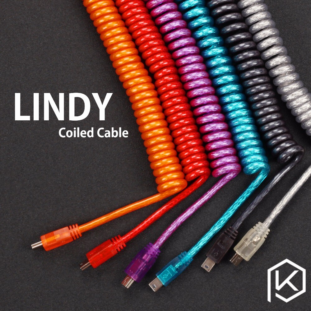 Coiled Mechanical Keyboard Cable with Mini USB for Poker 2 and Micro PCs