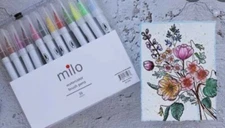 Milo Brush Pens 36 Colors for Watercolor Painting w Flexible Nylon Like Arteza