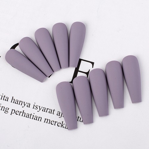 20X Long Coffin False Fake Coloured Full Cover Nails Extension Matte Nail Tips🎀 - Picture 27 of 34
