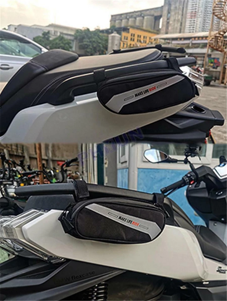 2x Bolsa de sillín de motocicleta Alforja Bolsa de herramientas para BMW Suzuki Kawasaki Yamaha Honda Foto 4 de 4