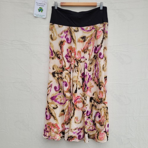 Jones New York Long Flare Skirt Women Size 10 Beige Floral Lined - Picture 7 of 10