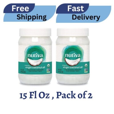 Nutiva Organic Cold-Pressed Virgin Coconut Oil, USDA Organic,15 Fl Oz(Pack of 2)