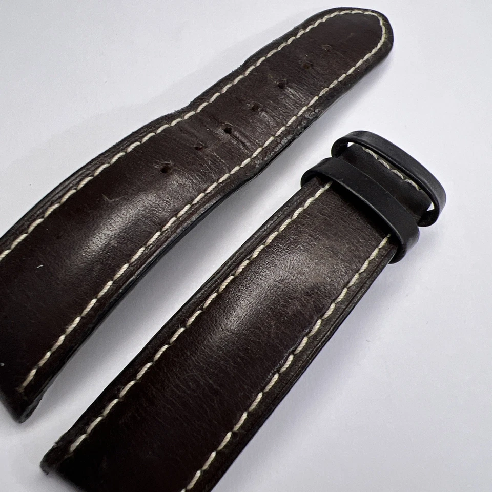 Pulseira de relógio Bell & Ross 21mm x 18mm couro marrom com costura off white - Imagem 3 de 4