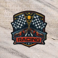 Racing Flag Patch Iron-on Applique Racing Badge Auto Car Racetrack Checkered Racing Flag Patch Iron-on Applique Racing Badge Auto Car Racetrack Checkered