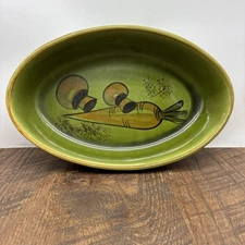 Los Angeles Potteries 1971 Ovenware Oval Casserole 601 Mushroom & Carrot