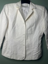 VTG Liz Claiborne Women  s 4 Petite Ivory Linen Blend Blazer Old Money Academia