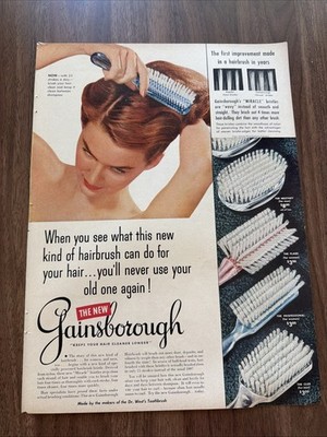 1950s The New Gainsborough Hair Brush Vintage Print Ad 25 Strokes A Day
