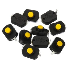 Latching Push Button Switch, 10 Pcs KAN-23 Bent Pin with Hole Switch, Black