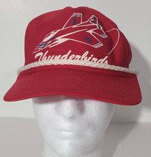 Vintage 80s Thunderbirds Red Snapback Mesh Rope Hat Cap Made in USA