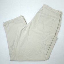 Vintage Lee Riveted Carpenter Beige Khaki Workwear Pants Women s Size 14 P 32x29