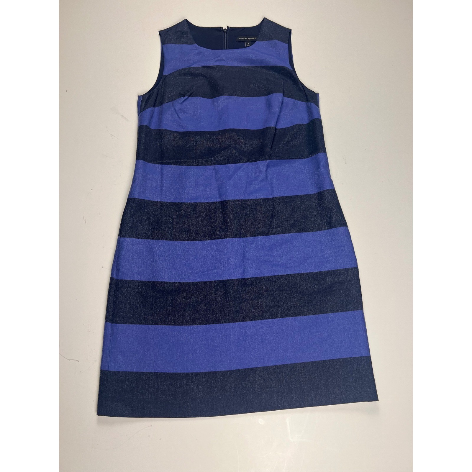 Banana Republic Striped Sleeveless Sheath Dress Blue Navy Business Casual Size 2