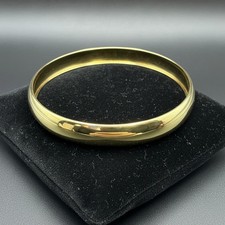 Solid 9ct Yellow Gold D-Section Slip-On Bangle 7.5g 375 London