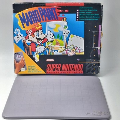 SNES Mario Paint Mousepad & Box Only Super Nintendo No Styrofoam 