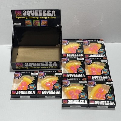 Nee Doh Squeeze Toy Lot Squeeza Pizza Slice Lot Of 8 W/ Display Peelable Cheese