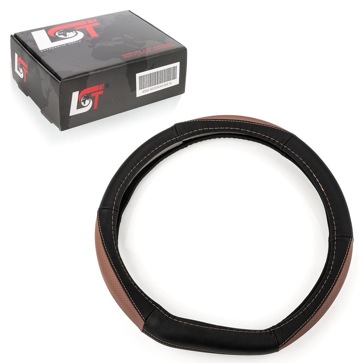 Steering wheel cover Ø 38x9cm 15x3.5 inches black brown for HONDA