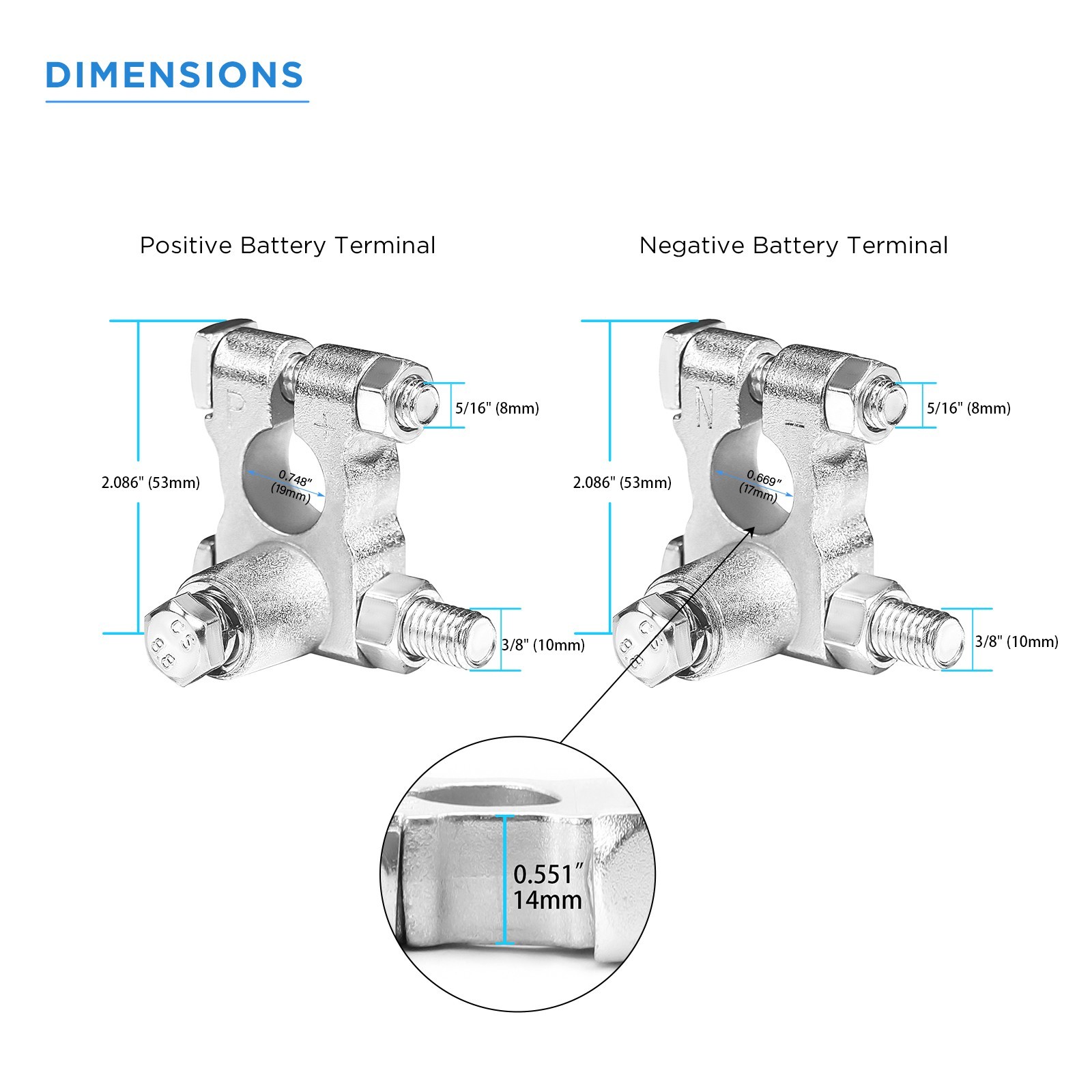 RECOIL ZBO Military Spec Battery Terminal Top Post Set with OEM Post Adapters