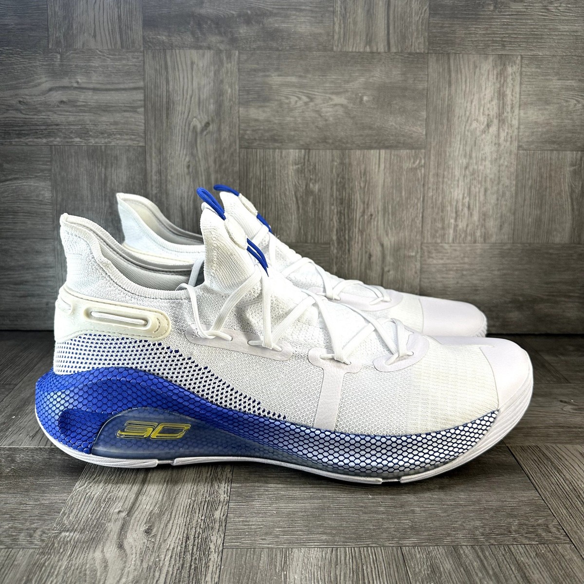 Under Armour Basketball Shoes Mens 18 White Blue Curry 6 Nation 