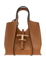 TOD'S T Timeless Mini Brown Leather Shopping Tote Bag New And Authentic
