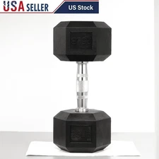 Hex Dumbbells Rubber Coated 10-50 lbs Durable Weight Set Home Gym Fitness New