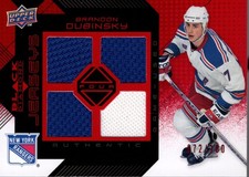 2008-09 Black Diamond Jerseys Quad Ruby #BDJBD Brandon Dubinsky Jersey /100 HKY