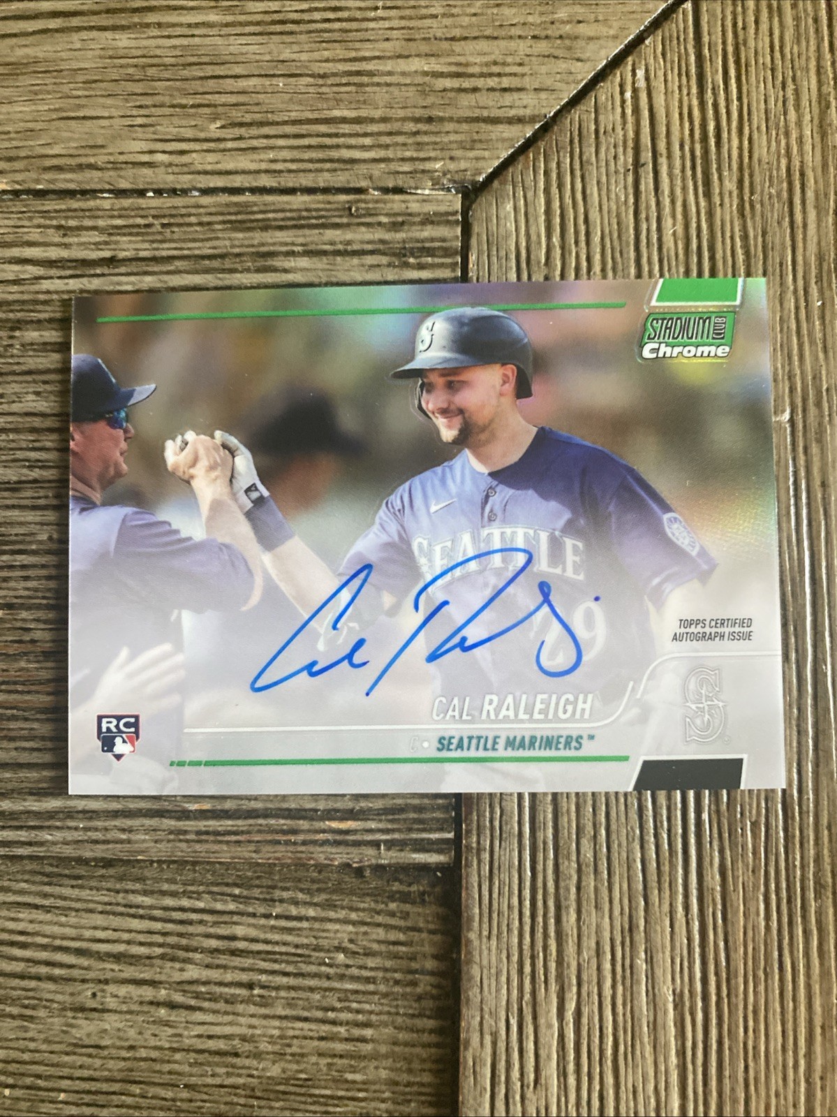 2022 Topps Stadium Club Chrome CAL RALEIGH RC Auto Green /99 #SCCBA-CR Mariners