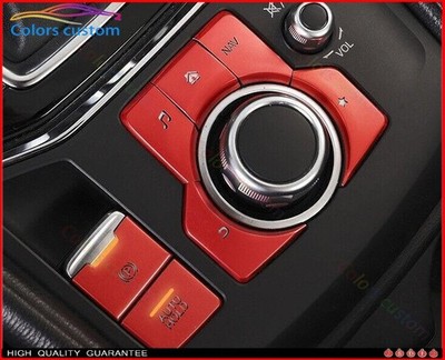 Fit For Mazda CX-5 17-21 Red Aluminum Central Console Multimedia Button stick
