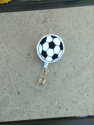 NEW Soccer Ball Alligator Clip lanyard retractable reel badge id holder