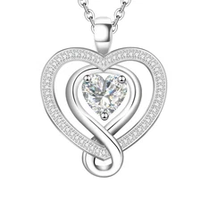 925 Silver Heart Necklace for Women - Silver Pendant Jewelry Gift for Wife, M...