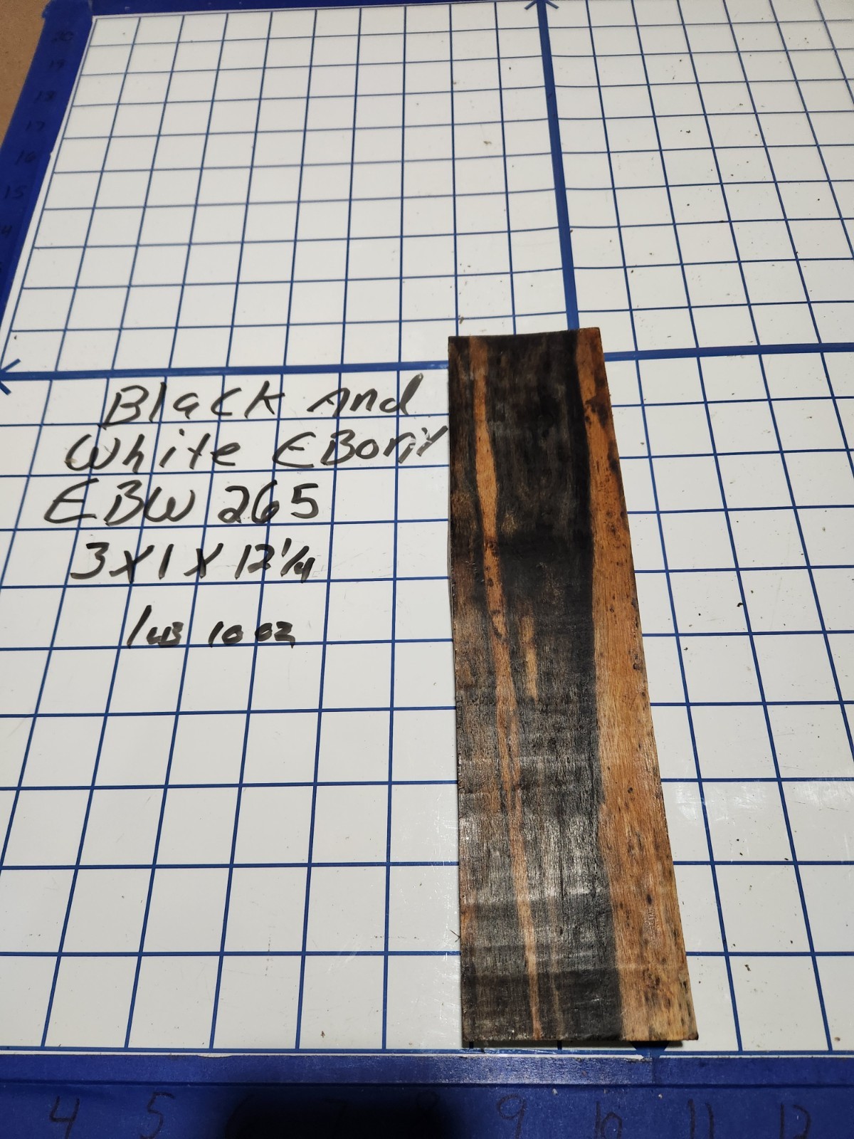 Black and White Ebony  Wood turning  blank   3 " x  1 " x 12 1/4  " EBW265
