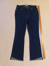 Nine West Dark Blue Bootcut Jeans Women’s Size 8 Raw Hem Distressed - Excellent