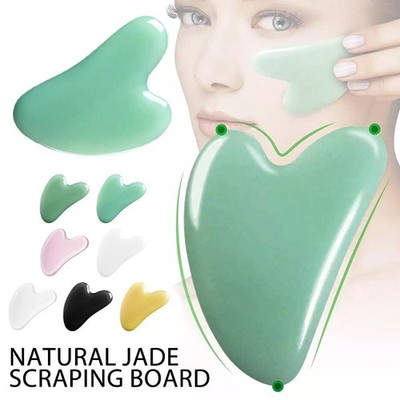 Jade Gua Sha Stone Board Face Massager Tool Natural Facial Scraper for All Skin