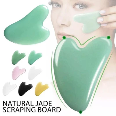 MARKENLOS Jade Gua Sha Stone Board Face Massager Tool Natural Facial Scraper for All Skin