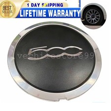 For Fiat 500 Alloy Wheel Cover Centre Cap Black And Chrome Silver 133mm 51884863