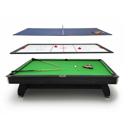 Billardtisch Pool Tisch Schwarz 8FT mit Ping-Pong & Cymbergaj Set THUNDER 