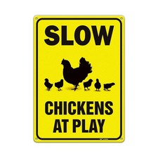 Slow Sign Chickens At Play Chicken Crossing Sign 10 X 14 In Reflective Aluminum
