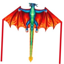 Dragon Kite for Kids  Adults, Easy to Fly for Beginners, 300ft Kite Red  Blue