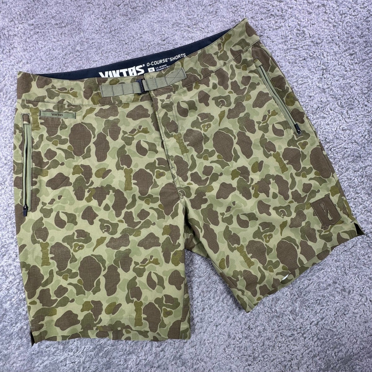 Viktos O-Course Shorts Mens 38' (tag 36) Green Frogskin Camo