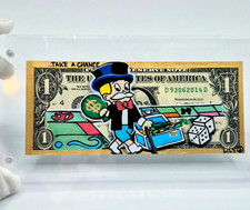Richie Rich Monopoly Board Art on Dollar Bill Money Art Gift for Boss Desk Decor