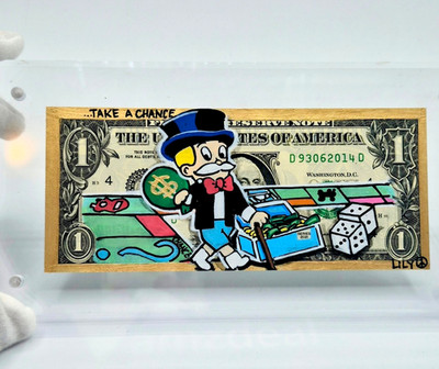 Richie Rich Monopoly Board Art on Dollar Bill Money Art Gift for Boss Desk Decor