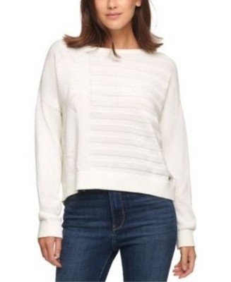 Tommy Jeans Women's Cotton Embossed Sweater Ivory Large NWT