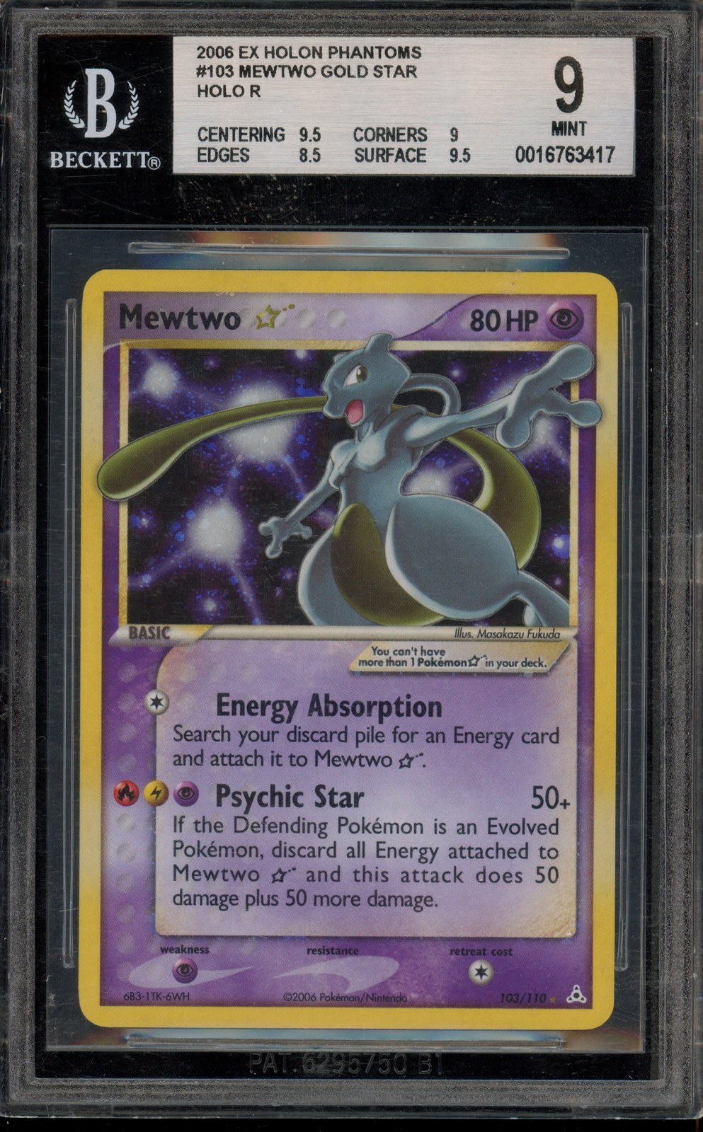 Pokemon Mewtwo Gold Star EX Holon Phantoms Holo Ultra Rare #103 BGS 9 Mint